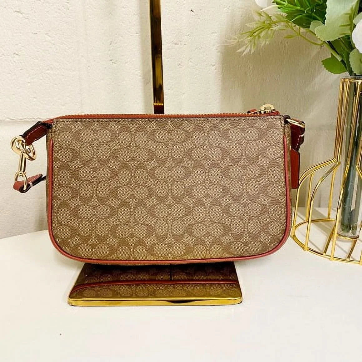 In 19 CE698 IN Terracotta Colorblock Khaki Canvas Nolita Signature Coach