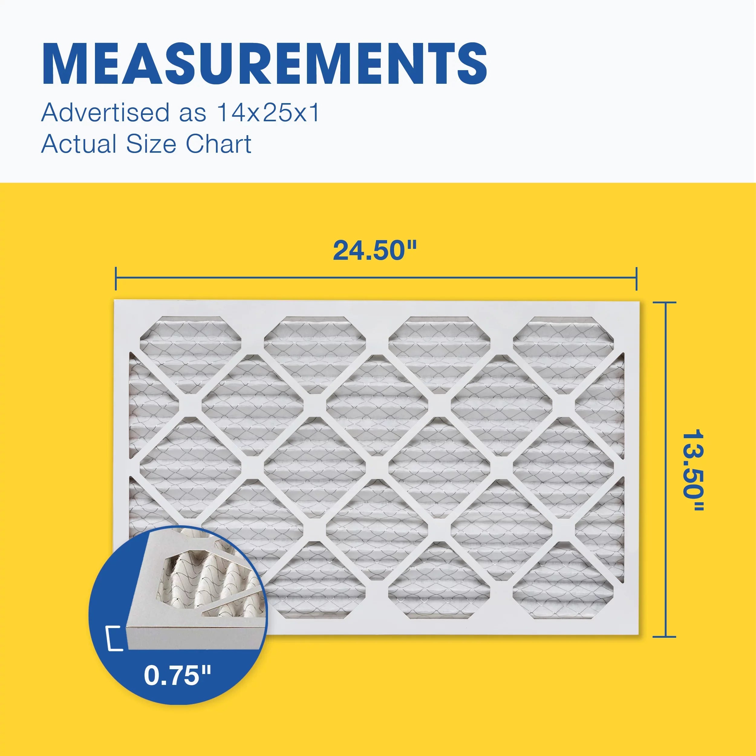 Filter, Pack Filter, 14x25x1 Furnace AC Air 11 MERV Air 4 Aerostar Pleated
