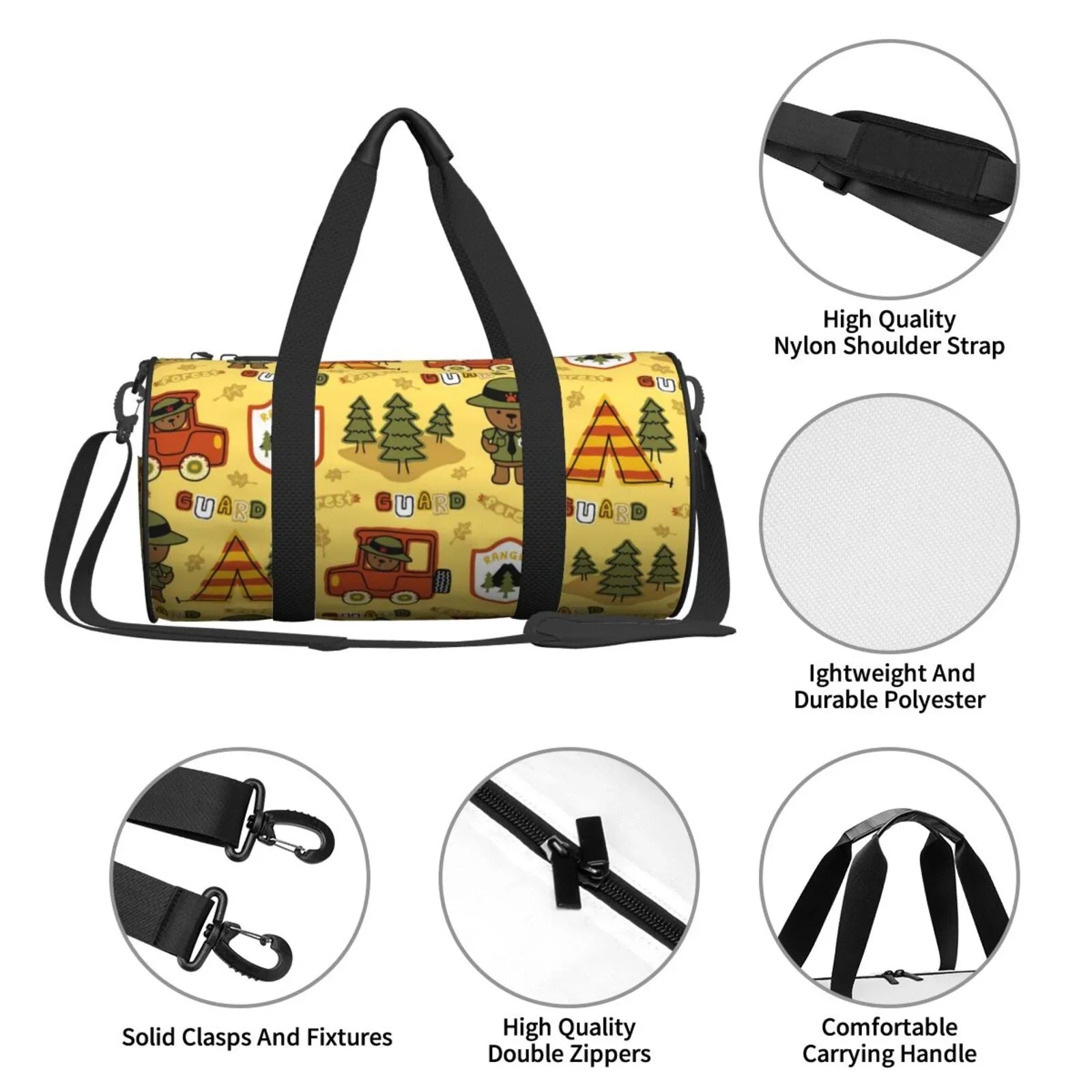 Coaee Luggage Travel with Capacity Compartment Guard Bag Large Cylinder Bag Bag Sports Waterproof Gym and Forest Pocket