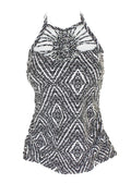 Bay Tankini 12 Island Escape Diamond White Top High-Neck Black Macrame