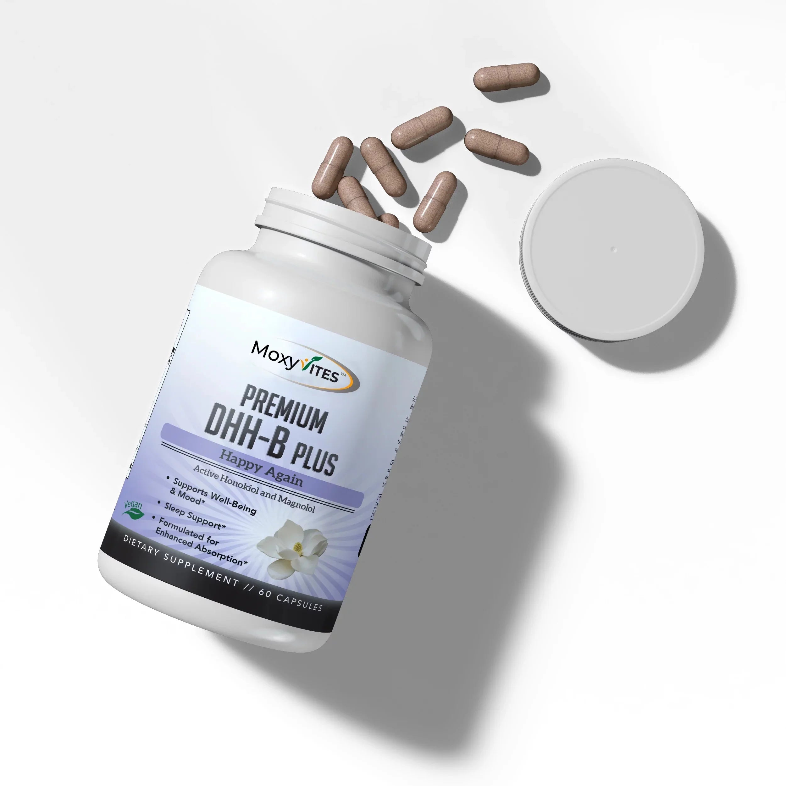 Caps 60 DHH-B Anxiety, Mood Dihydrohonokiol-B, Supplement, Calm Sleep Vegan for MoxyVites