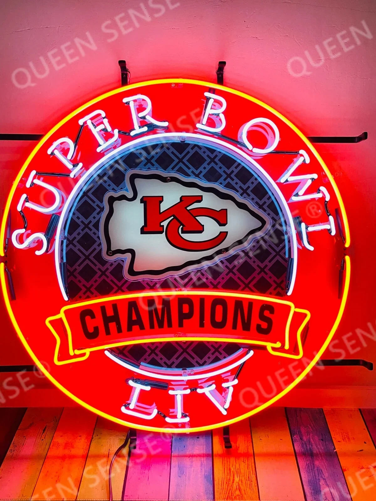 124KCCSBCVVD Artwork Queen Kansas Light Sign Citys Chiefs For HD Printing Handmade 24"x24" Liv Vivid Neon Sense Team Sports Neon Champions