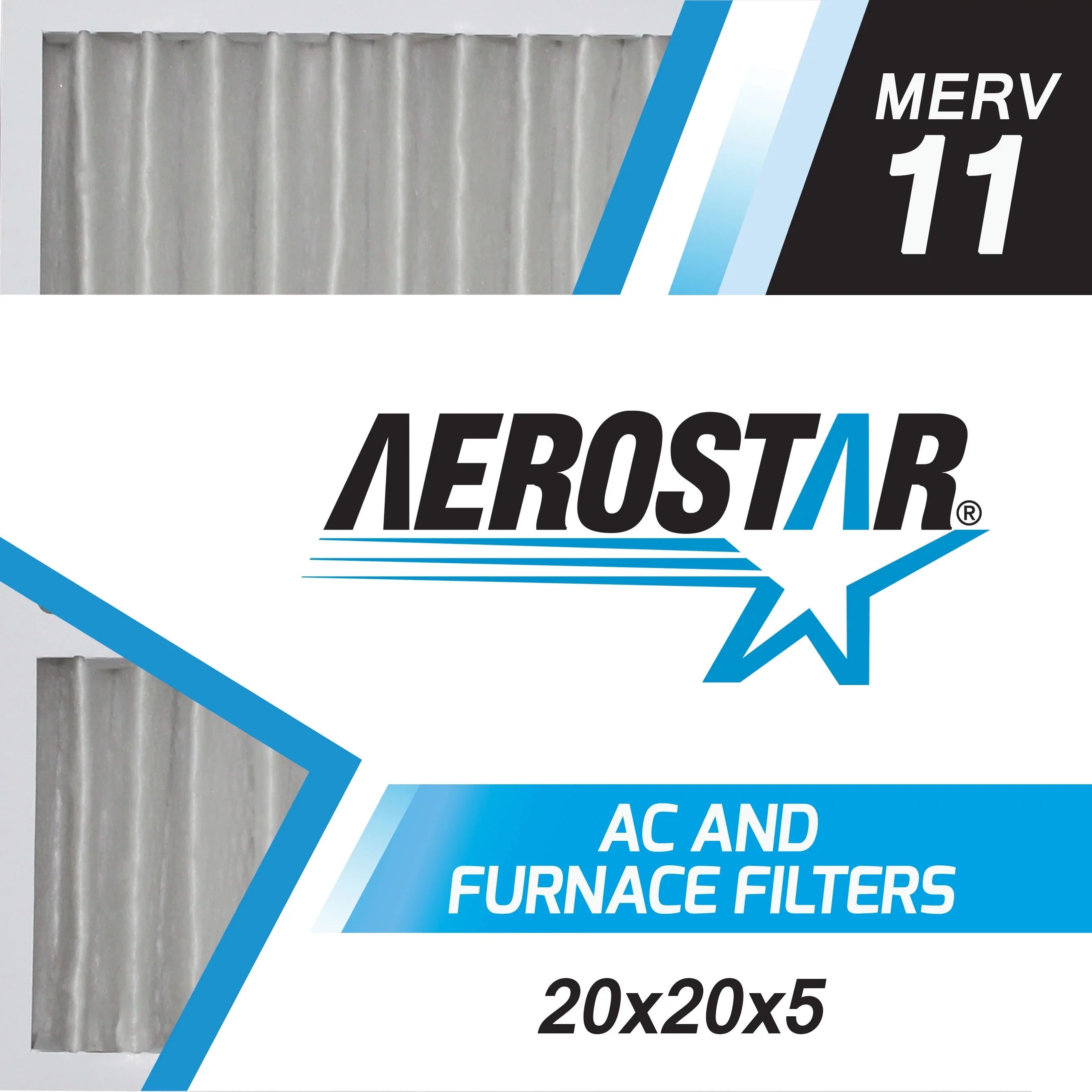 Box Carrier of 11, Pleated Air 2 Filter, 20x20x5 20x20x5, MERV Aerostar Replacement