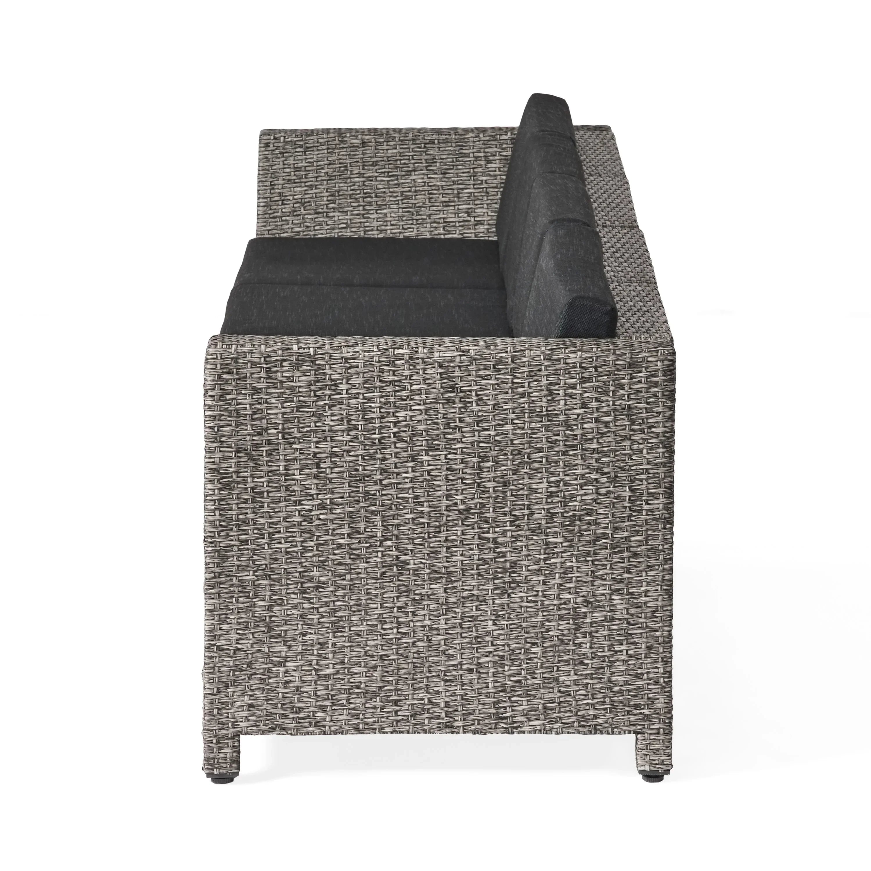 and Black GDF Dark Cushions, Mixed Sofa Studio Venice 4 Seater exterior Wicker Sectional Gray with