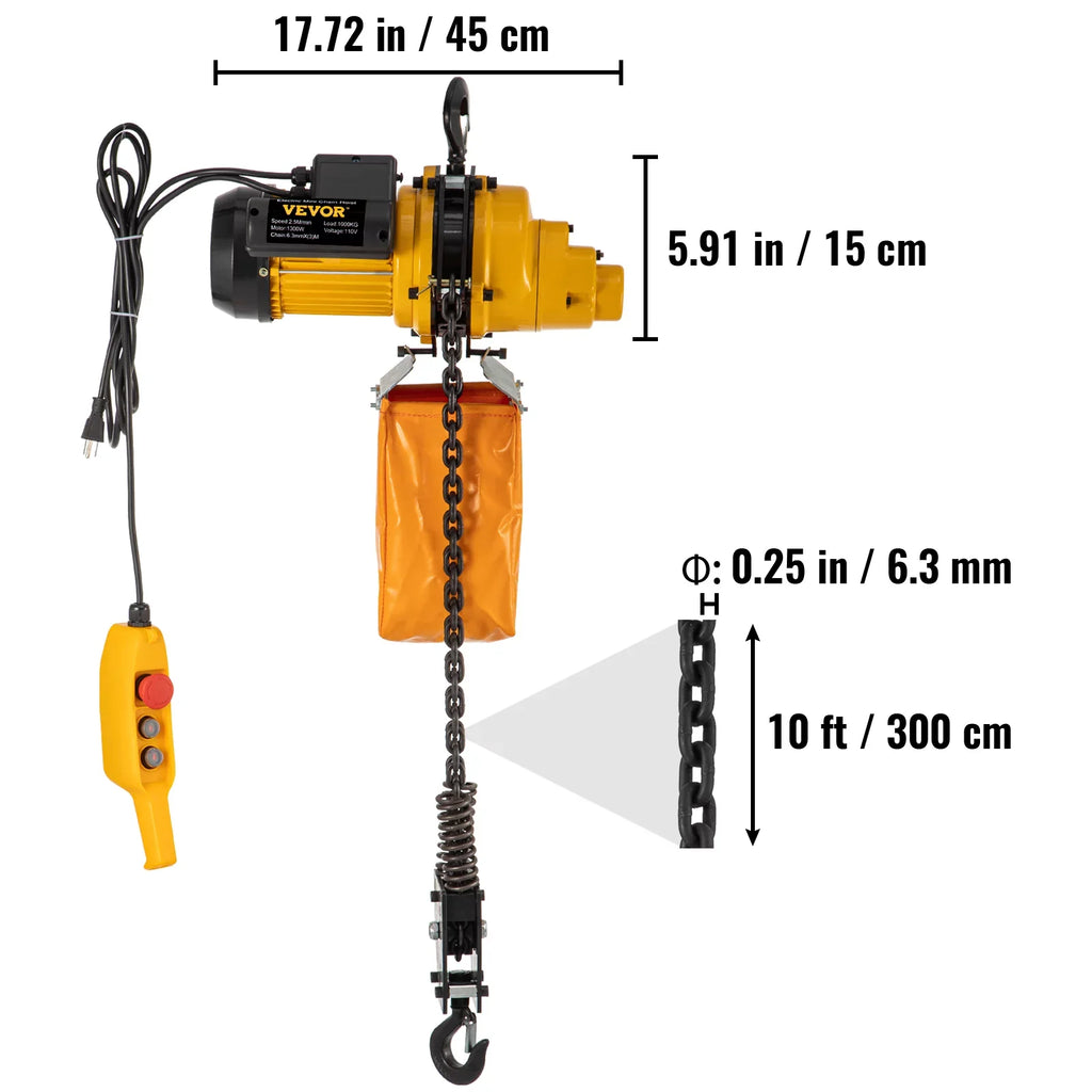 Height, Winch of Crane In Construction Control, Ceiling Lift 10ft Lift Remote Winch lbs Wired Warehouses, 110V Factories, Hoist, 2200 10ft w/ Garage Pulley Used Overhead Electric VEVOR Electric