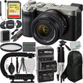 Extreme 2x More Digital Batteries, (26pc 57” with Much 128GB + & (Silver) Lens Bundle) Replacement Tripod Camera Alpha Mirrorless SDXC, 28-60mm Lightweight a7C