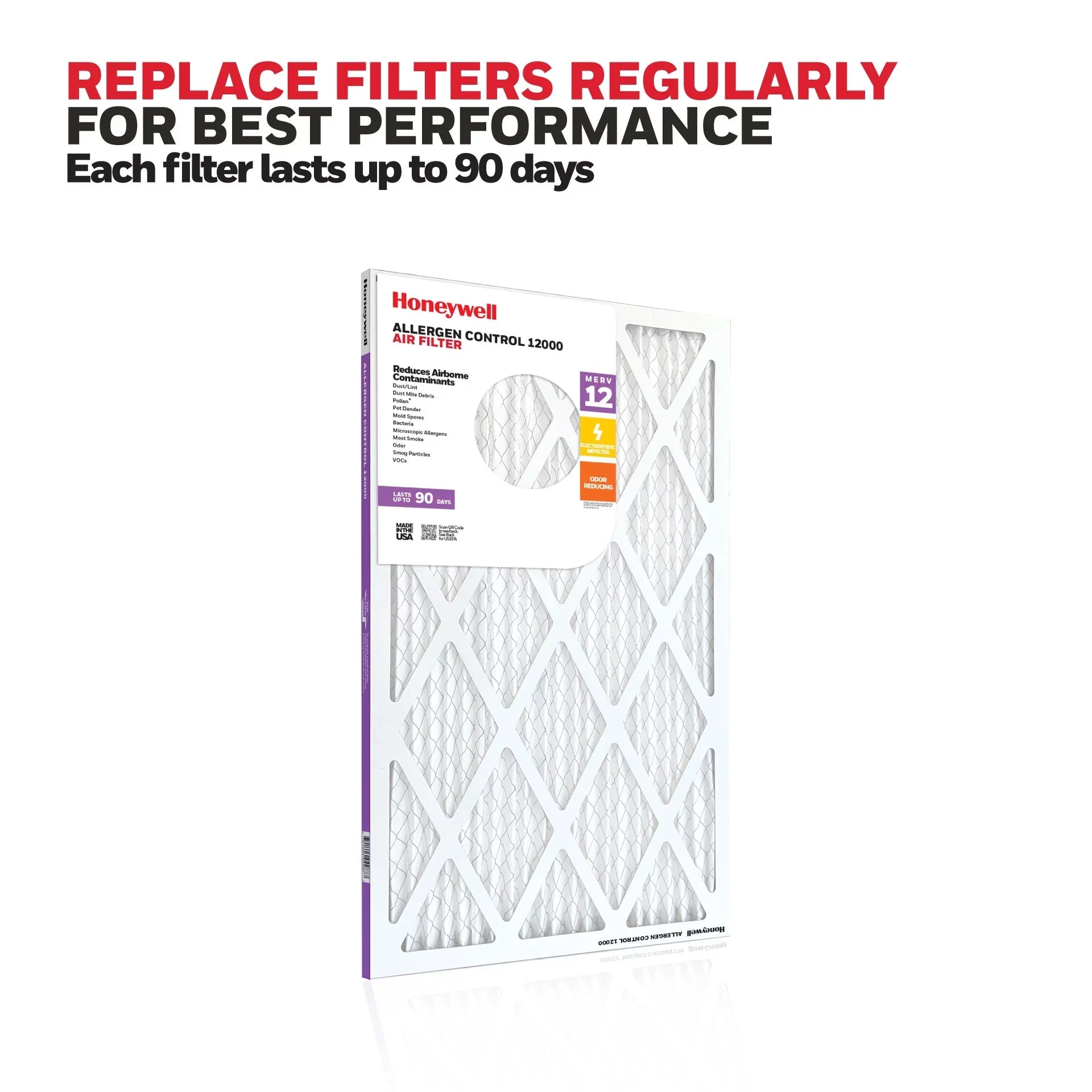 Pleated MERV 14x24x1 Filter- Honeywell 12 Furnace Air Pack HVAC 12
