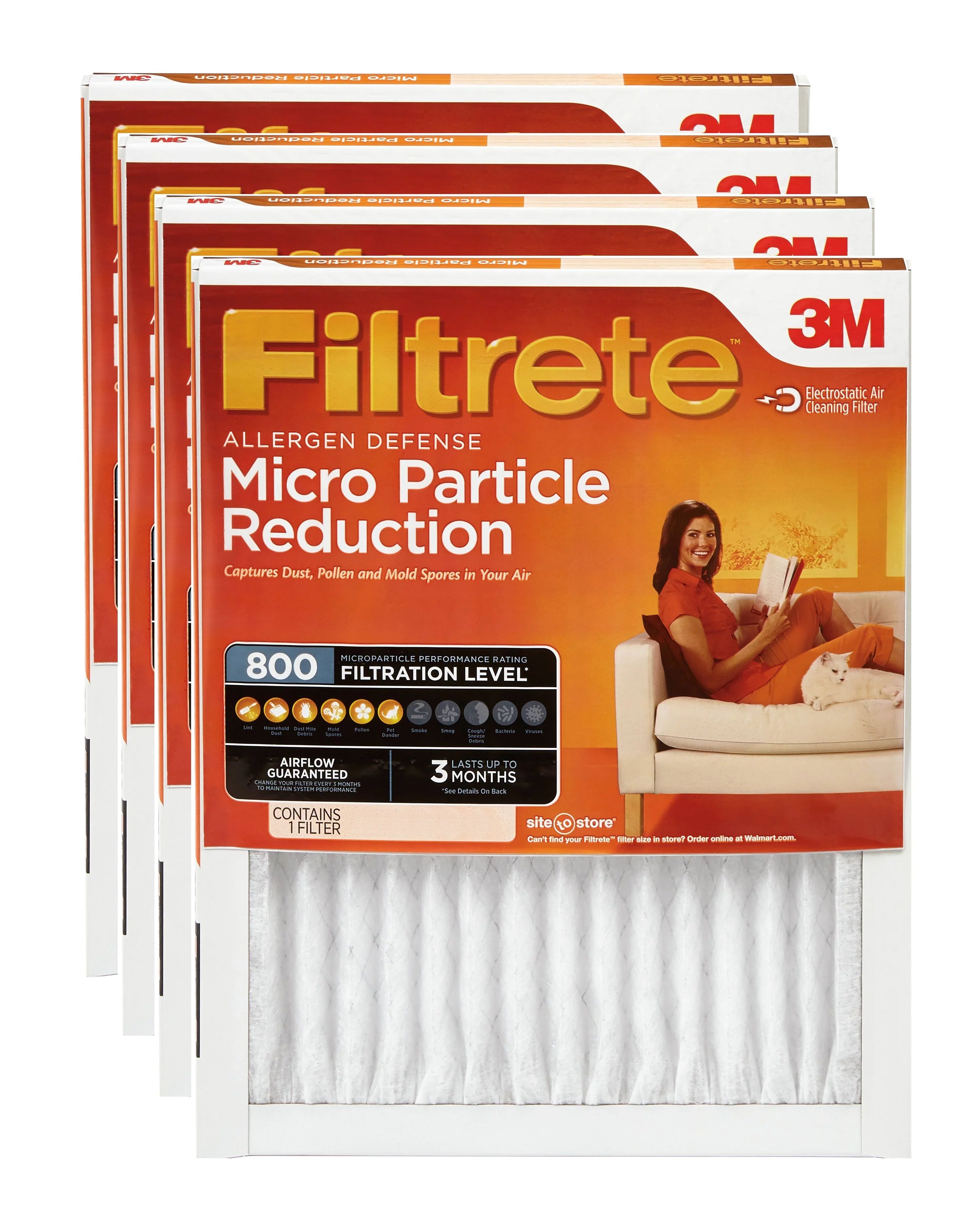 Filter, Furnace Reduction 20x20x1, 800 HVAC MPR, Particle Micro MERV 4 10, Filters Filtrete Air