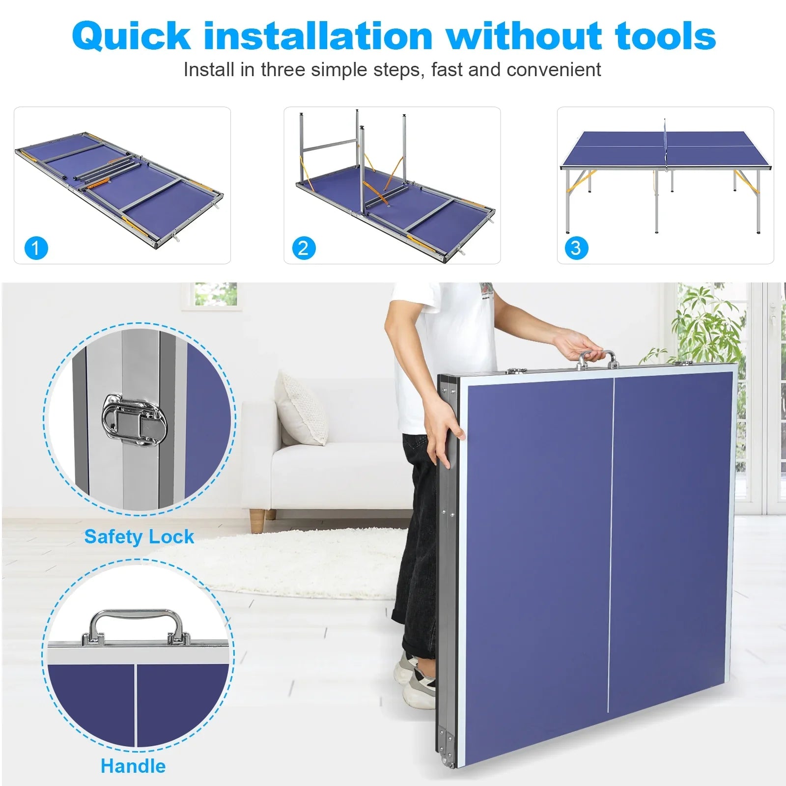 and with Tennis Ping Table exterior Pong Game Table Paddles Net, Balls, Table Indoor Foldable Pong Folding Midsize Set, 6ft 2 100% Table Set Pre-Assembled Ping for