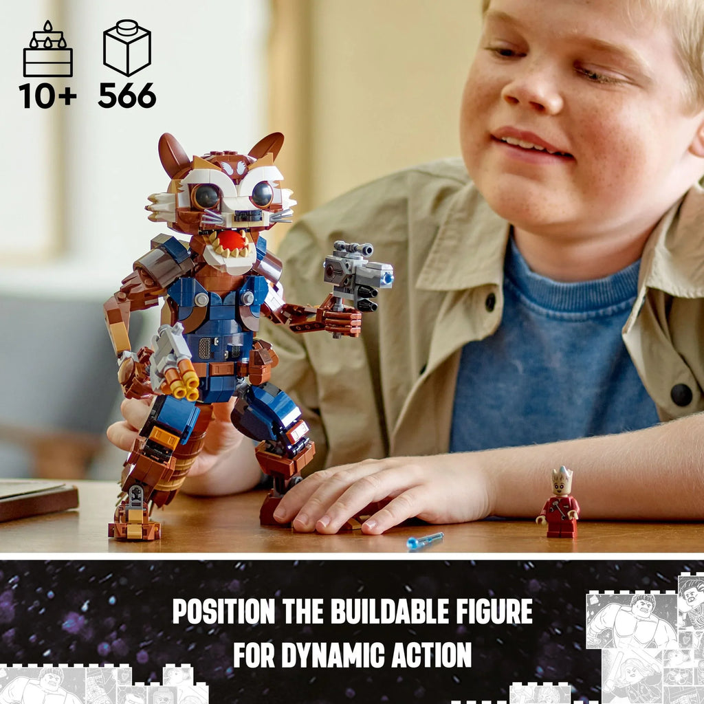 for Groot Boys Gift Kids, and and of Buildable and Minifigure, Rocket Up, 10 & for Baby for Action Guardians Galaxy LEGO Girls Display, Toy Figure Ages 76282 Marvel Inspired Marvel Marvel Play the