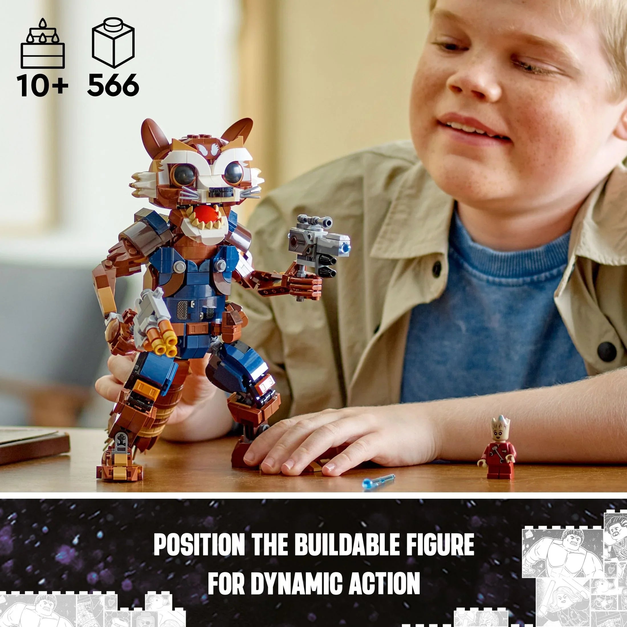 for Groot Boys Gift Kids, and and of Buildable and Minifigure, Rocket Up, 10 & for Baby for Action Guardians Galaxy LEGO Girls Display, Toy Figure Ages 76282 Marvel Inspired Marvel Marvel Play the