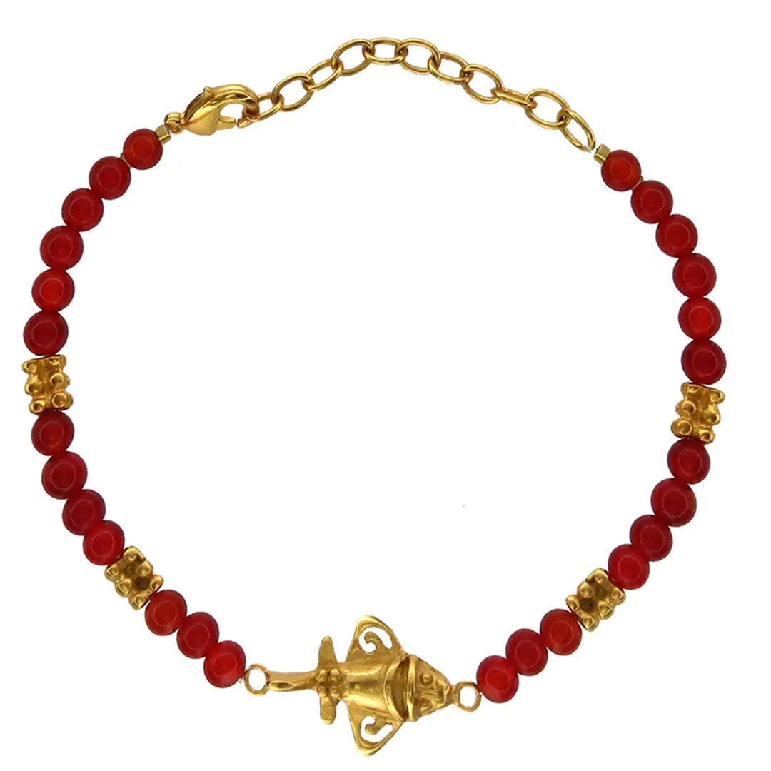 Pre-Columbian Jet Quimbaya | Ornament 24K Golden Golden Across Puddle, with | Plated Jets Collection Agate Gold Ancient Flyer a 8.5" Bracelet The Astronauts | Red Original