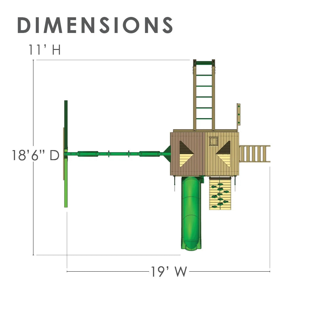 Playsets Bars, Canopy, Swing Monkey and Climbing Green Navigator with Rock Wooden Gorilla Vinyl Set Wall