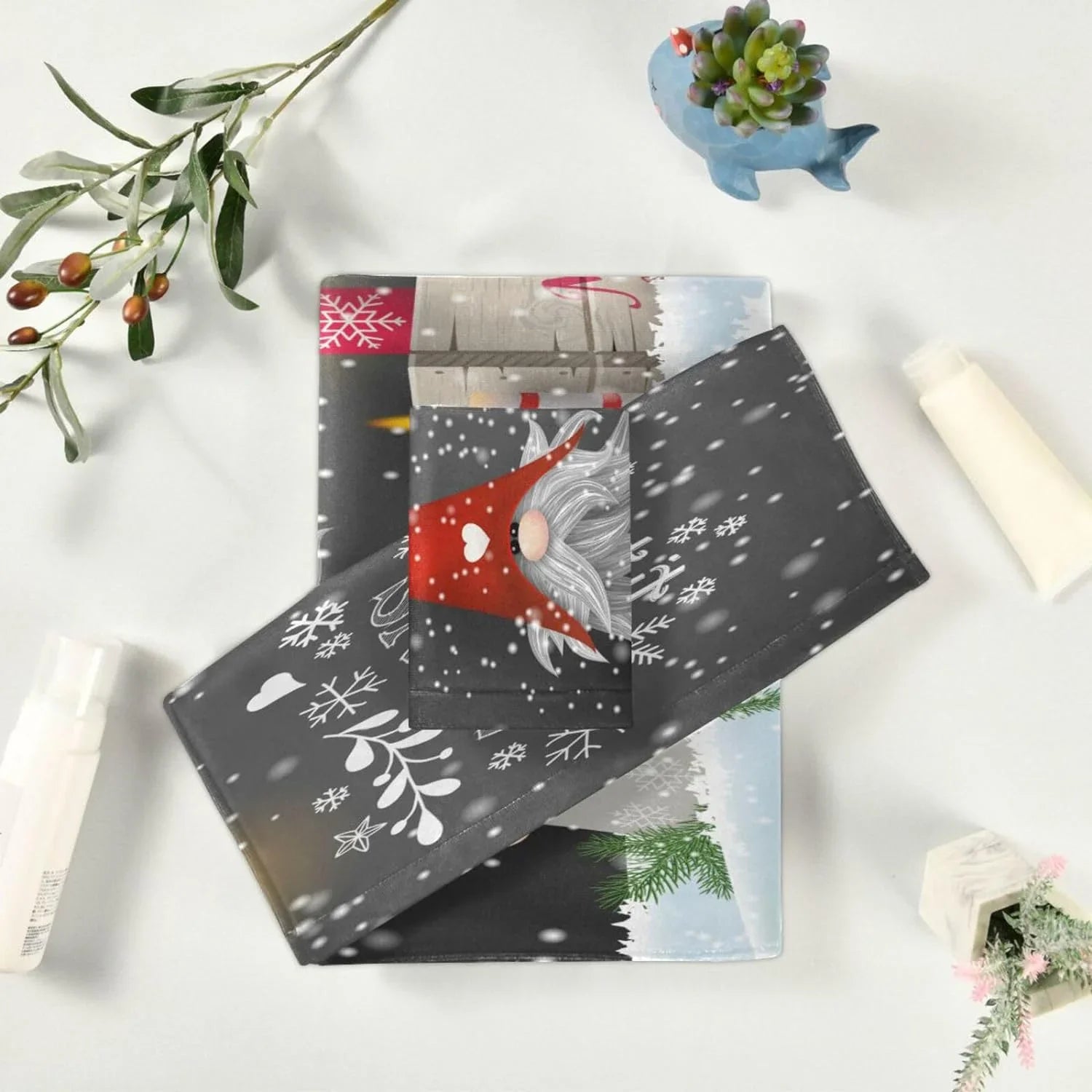 for Gnome Spa with of Hand Bathroom Wellsay Bath Christmas and Gym Towel Soft Towels Set Highly Towel Absorbent Washcloth 3, Towel, Hotel