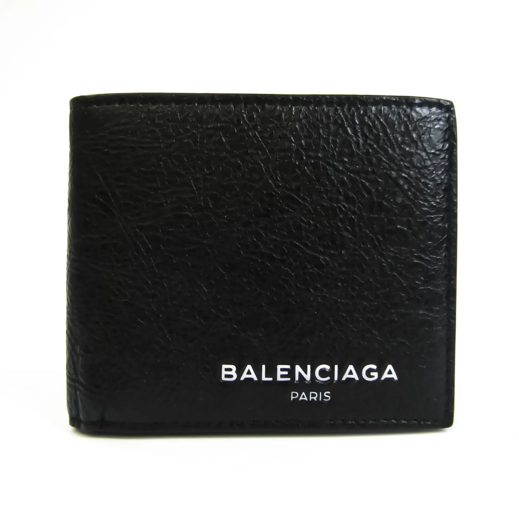 Leather Balenciaga 504934 Unisex Wallet Black (Good) Pre-Owned (bi-fold)