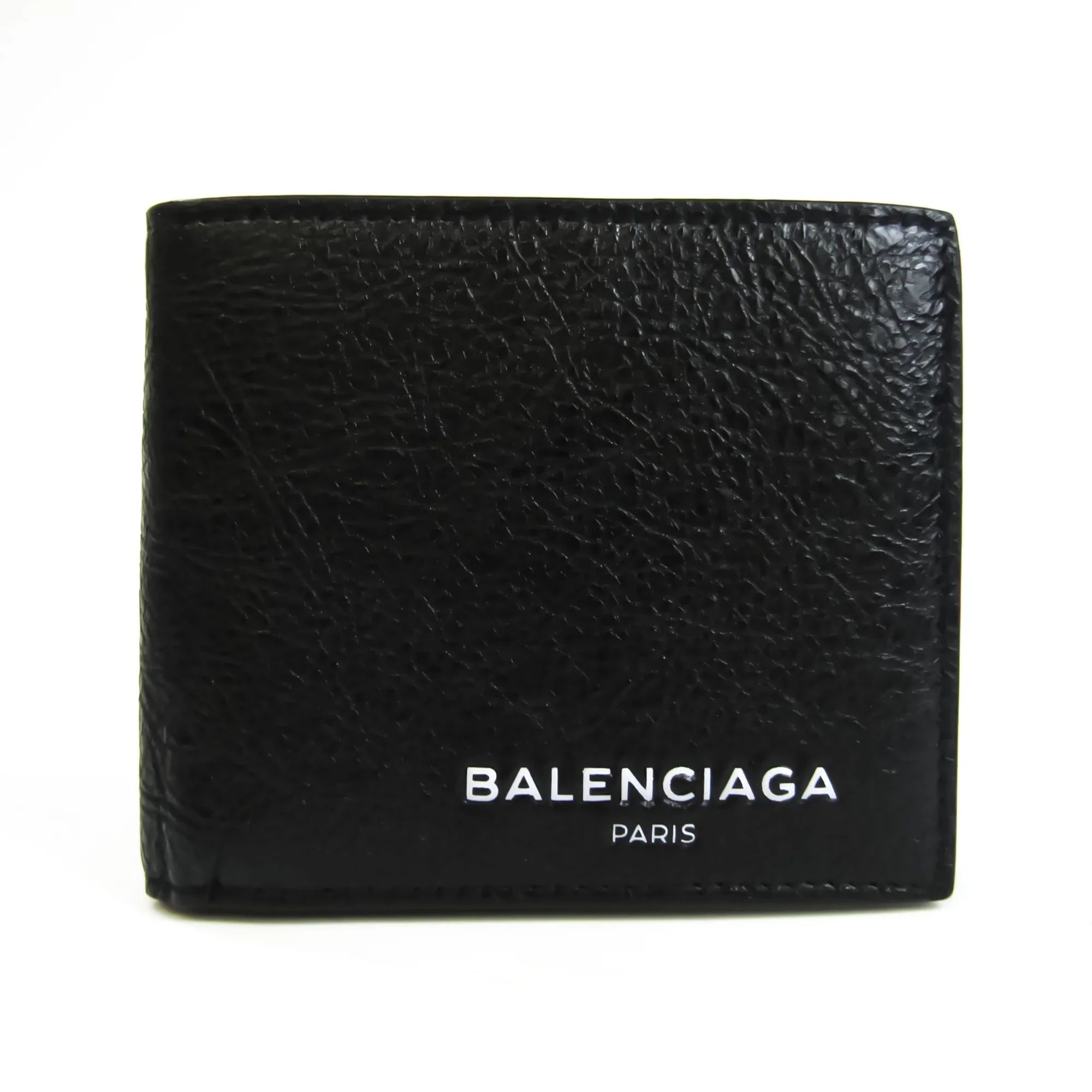 Leather Balenciaga 504934 Unisex Wallet Black (Good) Pre-Owned (bi-fold)