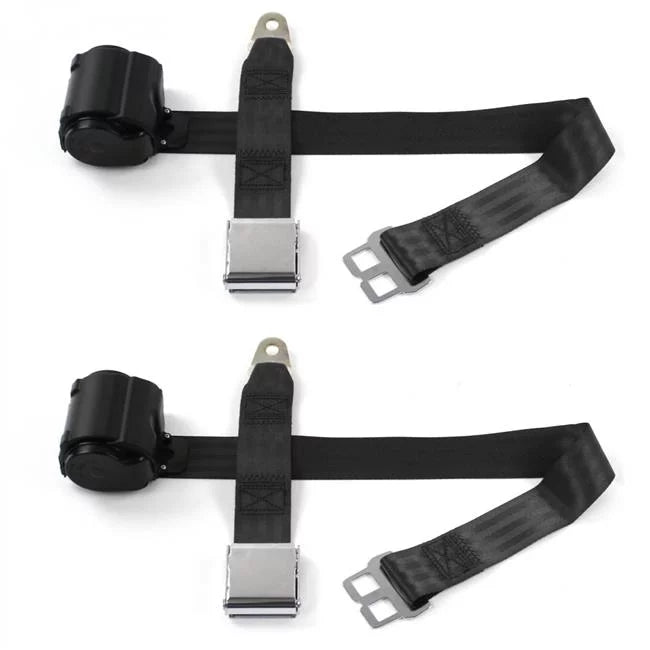 Point 2 Bucket Belt Kit Airplane 1979-1987 Retractable Eagle - Belts Seat 2 Black AMC SafeTBoy