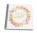 4 - Peach 3dRose with Echo Wedding Leaf Floral by Vows 4-inch Faux Mini Notepad, and Wreath Gold