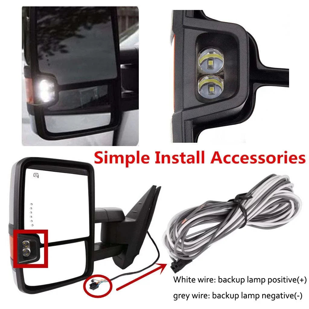 Lamp+Backup CHEVROLET TAHOE Turn Fits SILVERADO, Heated 2007-2013 Tow Mirror For 07-13 Blk 2007-2014 Smoke CHEVROLET Silverado select: 2x Power Sierra