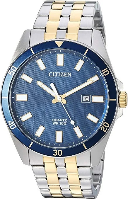 Stainless Tone Two Citizen Quartz Analog Dial Watch Steel Men's BI5054-53L Blue