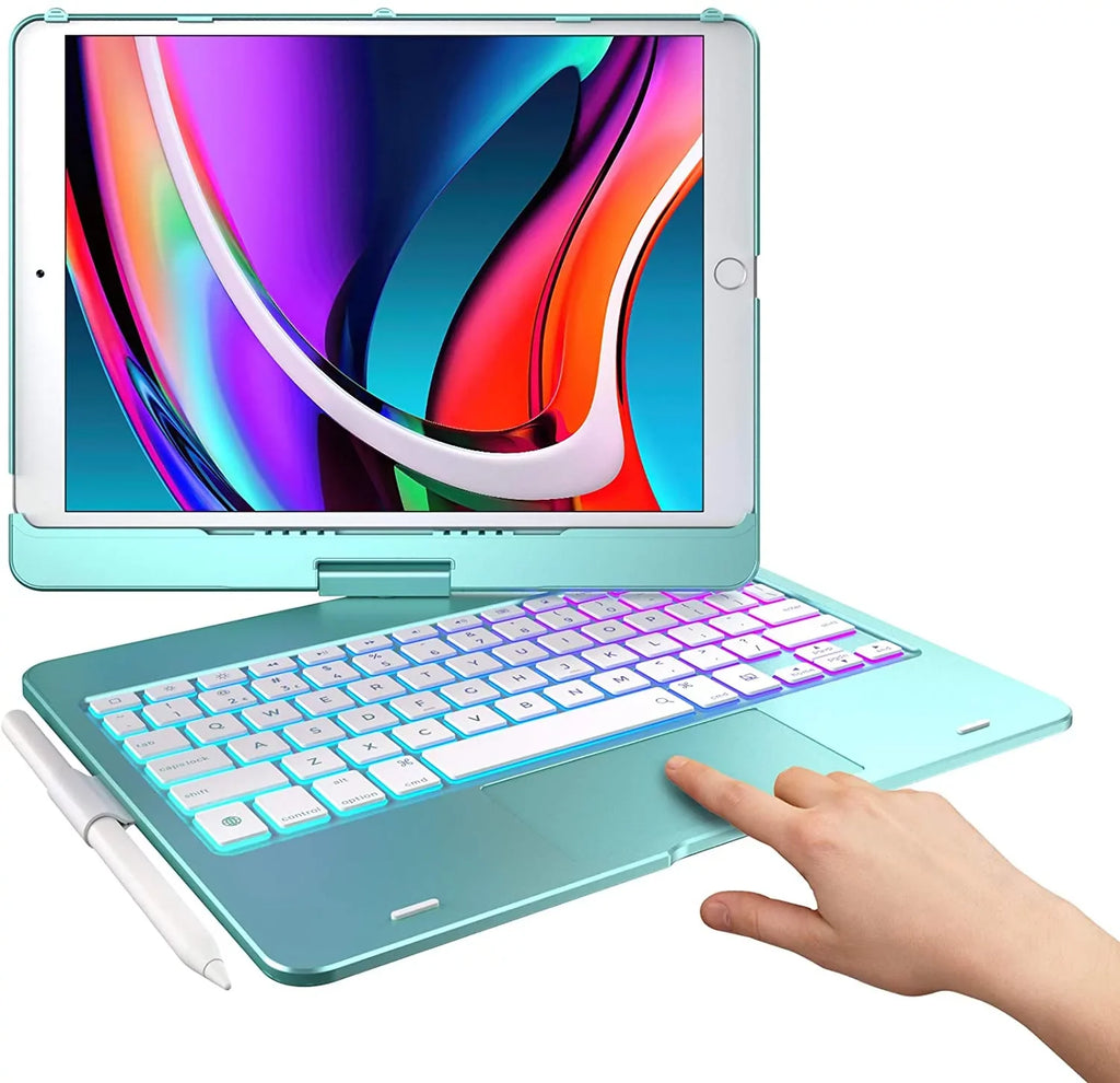 Generation iPad with iPad 10.2-inch Protective 10.5, 7th 8th 9th Typecase Backlit Cover Holder Gen, Trackpad (2020), Case Pencil Generation (2021), Keyboard for Slim (Seafoam) 3, with Wireless Pro Air
