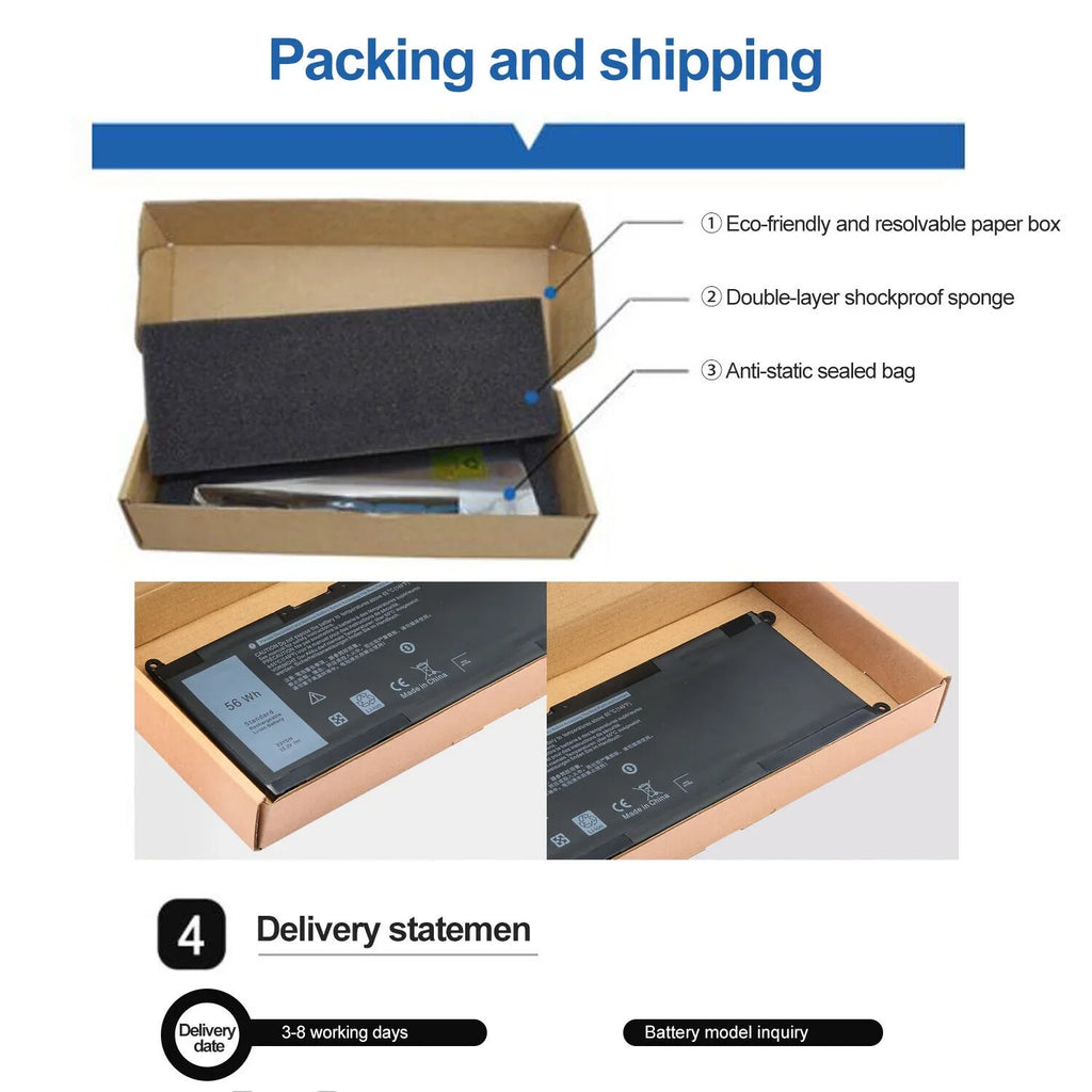 For P30E001 3490 Laptop Latitude W7NKD 3590 Battery US 3480 33YDH 3380 3580