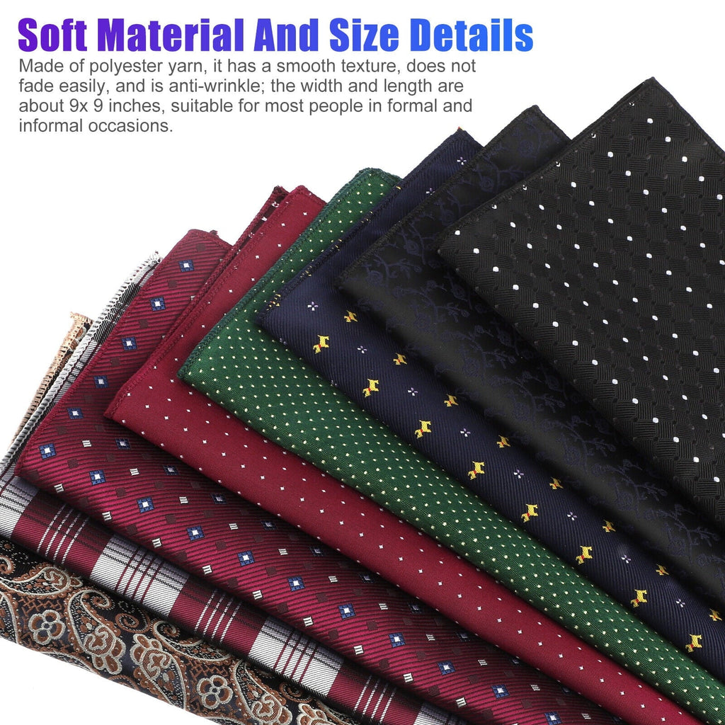 Wedding Dot Hanky Floral Silk Fashion Party Pocket Handkerchief Square Men 8PCS