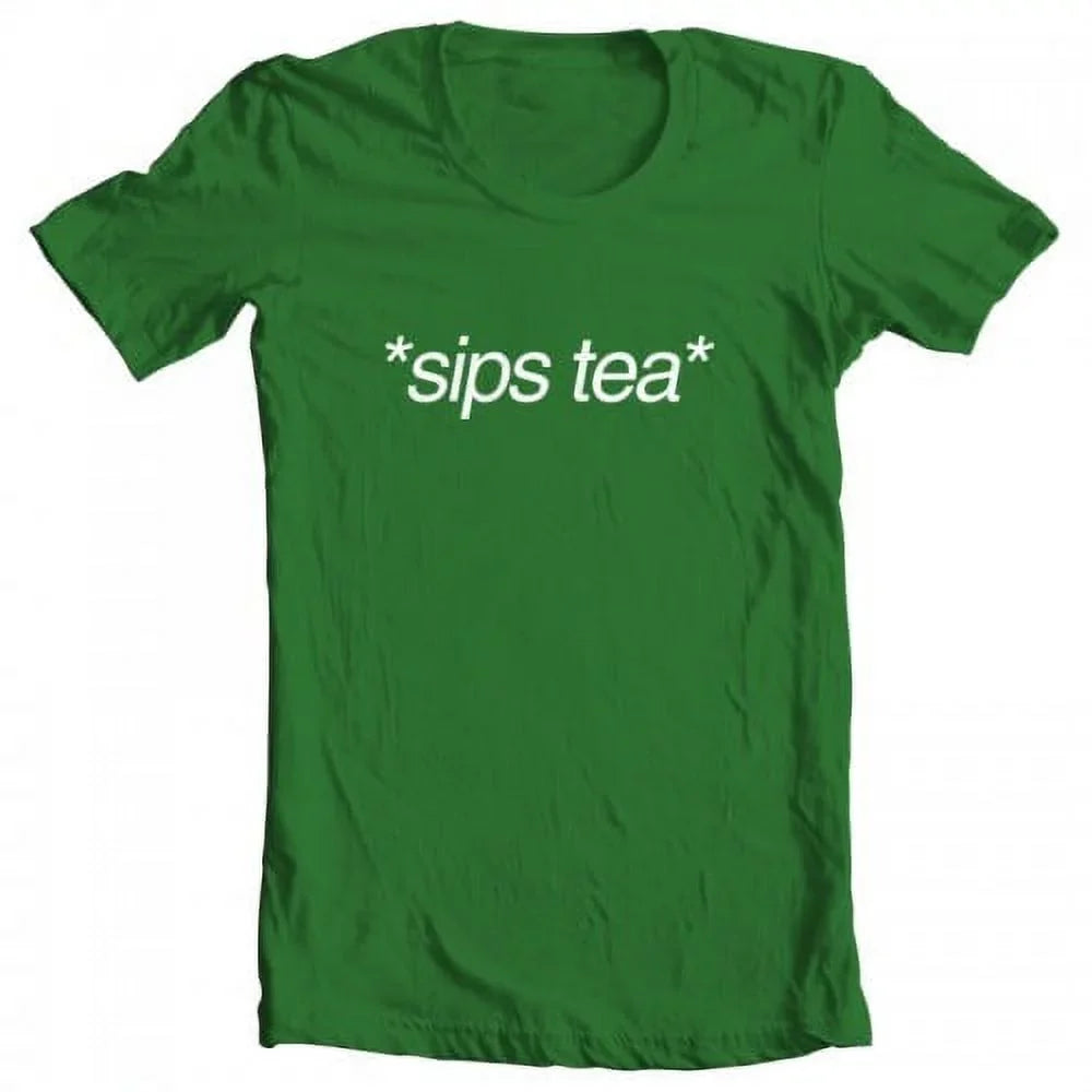 Meme TEEZ Artwork Tea Kermit Sips X-Large Original T-shirt GEEK Women's Kelly Green Inspired by