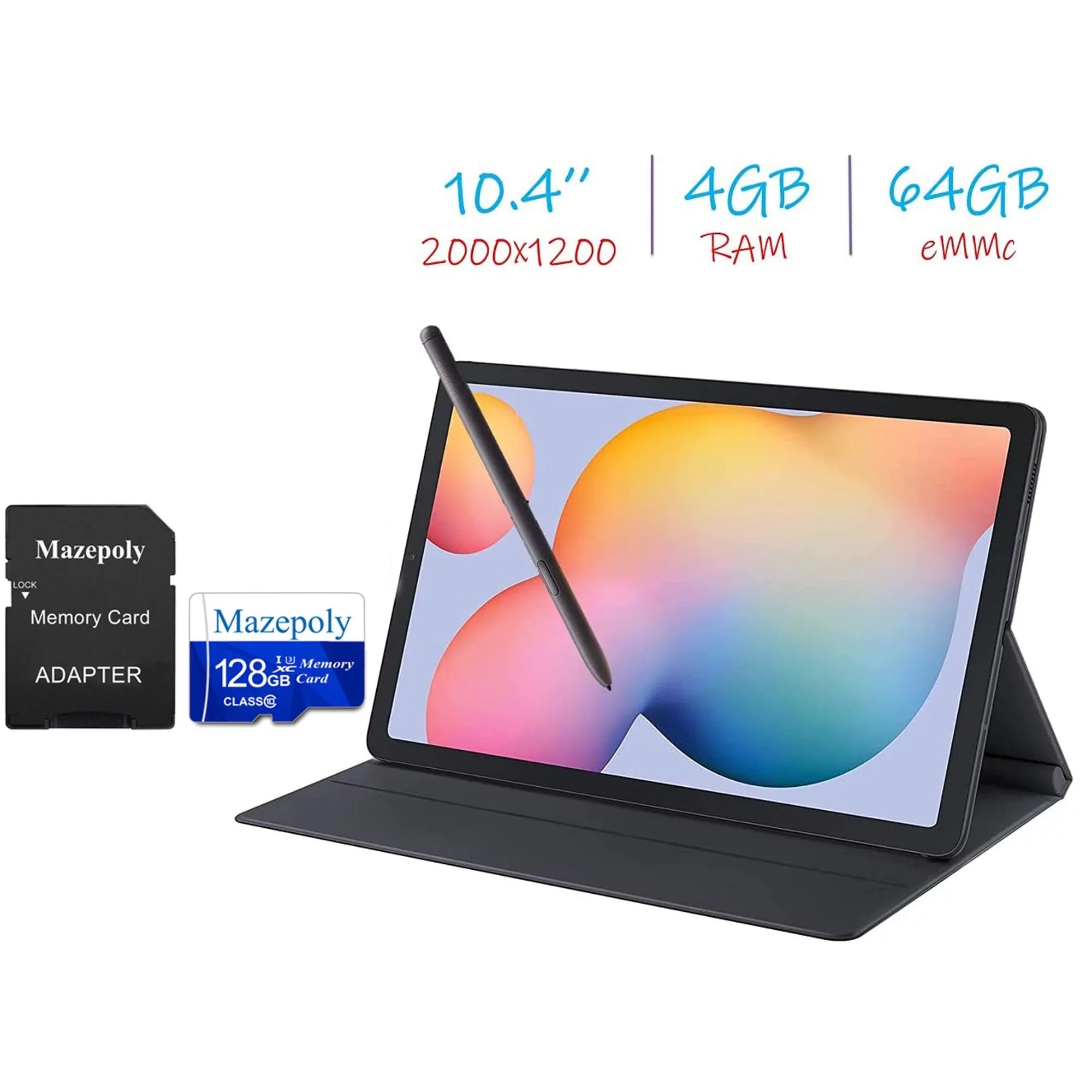 Tablet Galaxy RAM, Pen, 64GB Accessories S6 Tab with Cover Storage, 10.4'' Lite WiFi Bluetooth, Mazepoly 10, 4GB Tablet Bundle, S Android