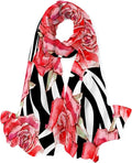 Wrap Women Red Shawl Girls Lightweight Neck Watercolor Scarves Scarf for Long Roses Silk Hyjoy