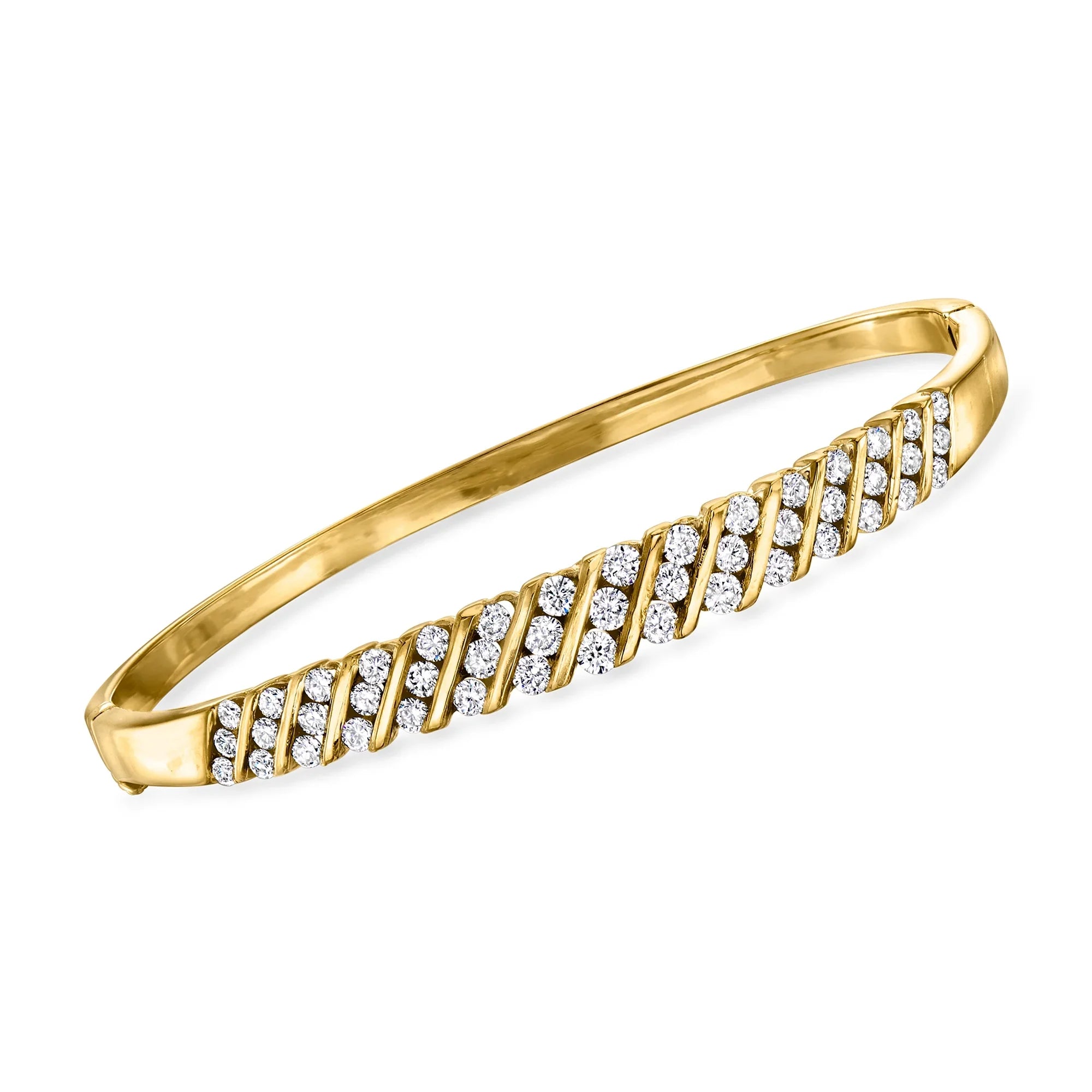 Yellow Bracelet Ross-Simons 14kt Adult, Gold, Bangle Vintage t.w. C. Diamond 1990 ct. 2.00 in Pre-Owned Women's,