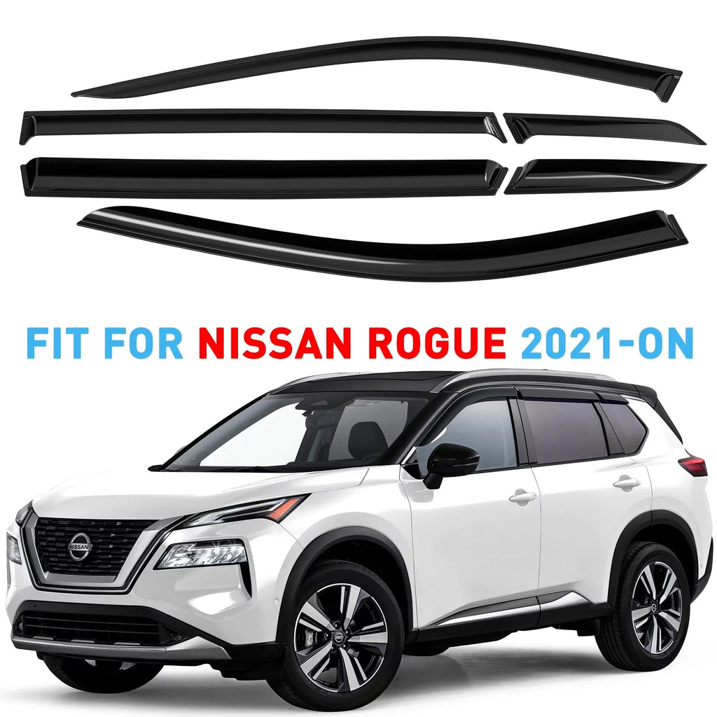 Rain 2021-2024 GW0299 Visor Smoke Tinted Co Vent Tape-On 6pcs. Nissan Guards Compatible with Window - GrandWheel Side Deflectors Rogue