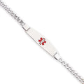 ID Silver Bracelet Rhodium-plated Link Medical Primal Silver Sterling Curb