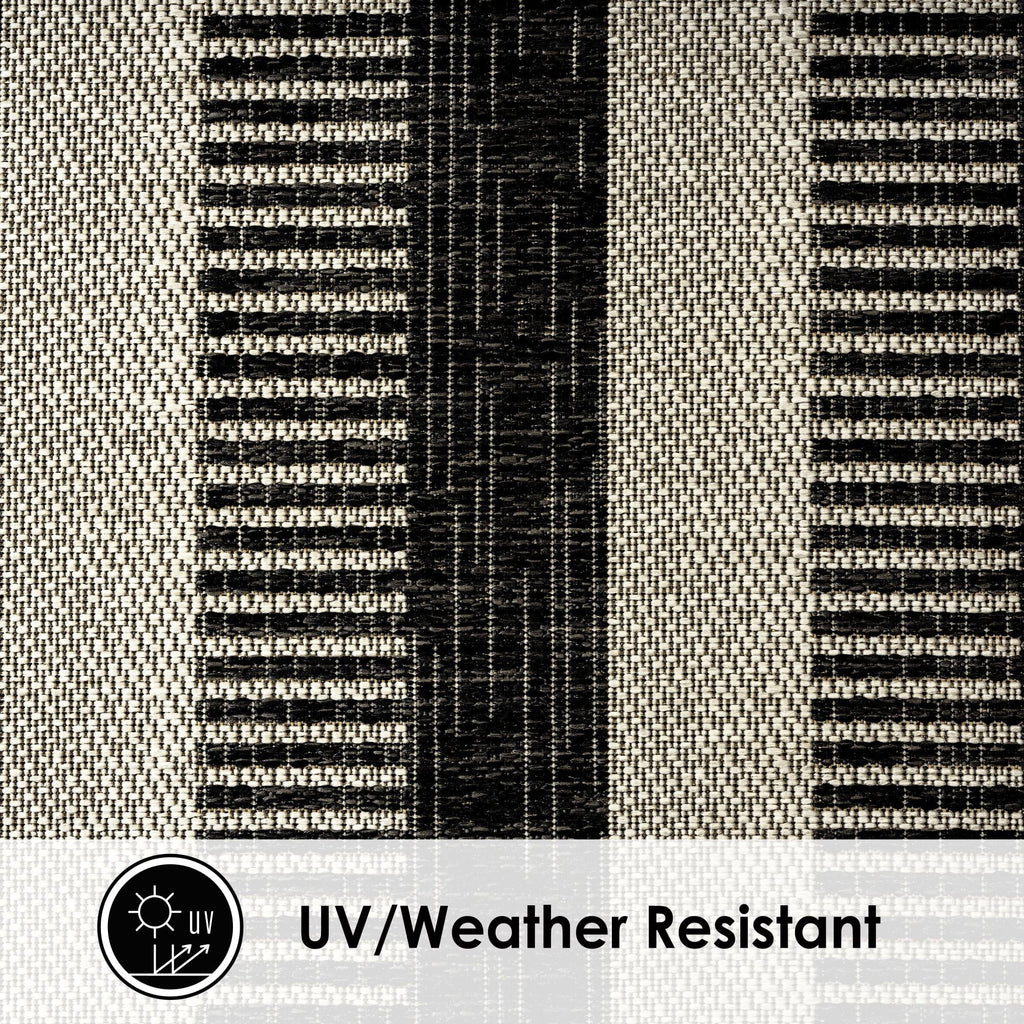 Area Striped 5'2"x7'2" Nicole Black/Grey, Patio Charlotte Rug, York New Modern Country Miller Indoor/exterior