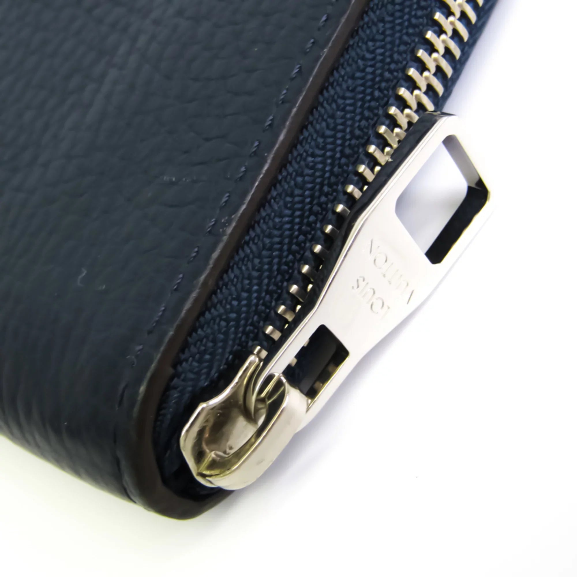 Leather Wallet Zippy Taurillon (Good) Wallet Unisex Long M58823 Navy (bi-fold) Taurillon Vertical Pre-Owned