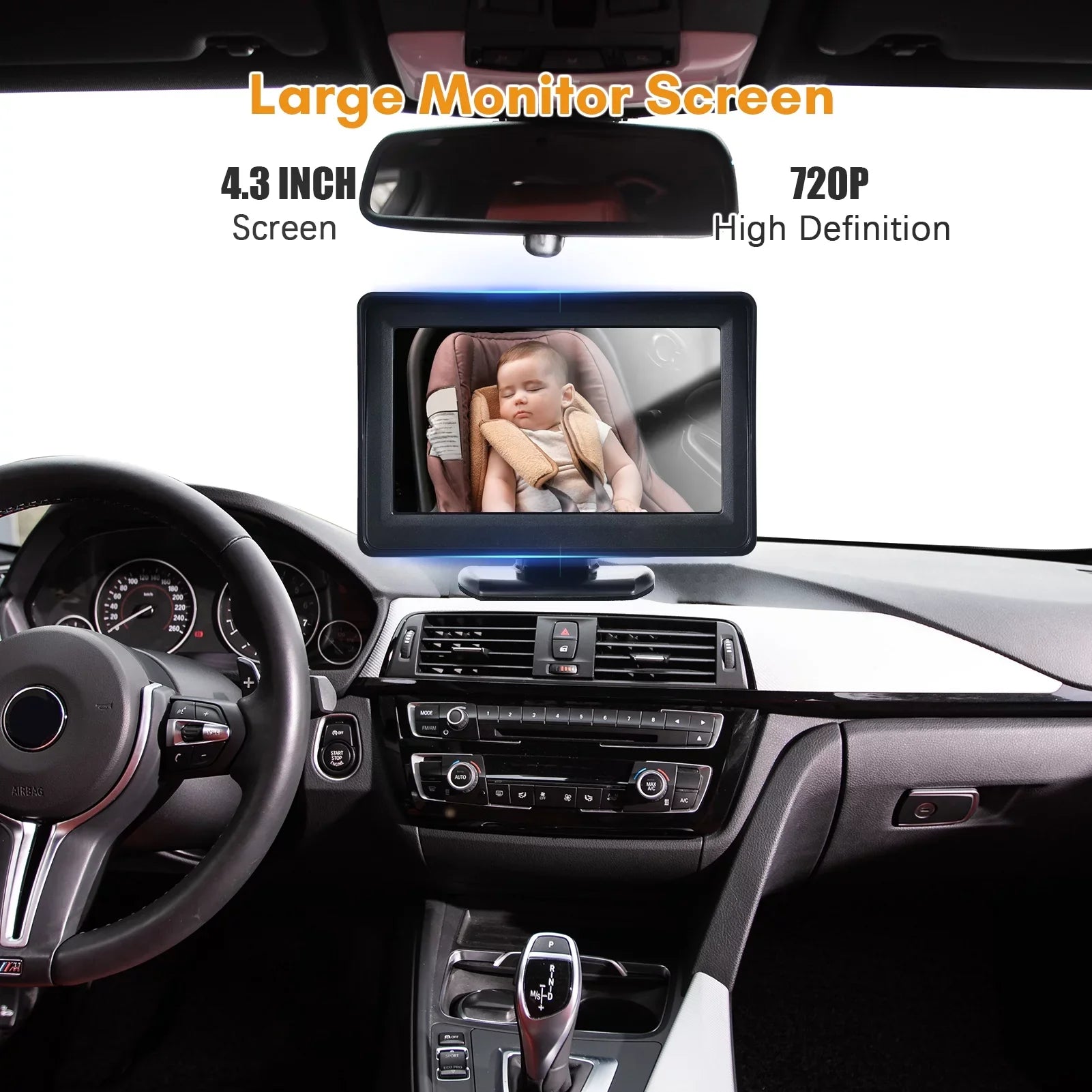 Easy 720P Camera Seat Seat Night Car Mirror Camera Baby Rear Facing Installation Display 4.3 Monitor 150° Baby Mirror moobody Car Wide Inch Baby View for Monitor Vision Car