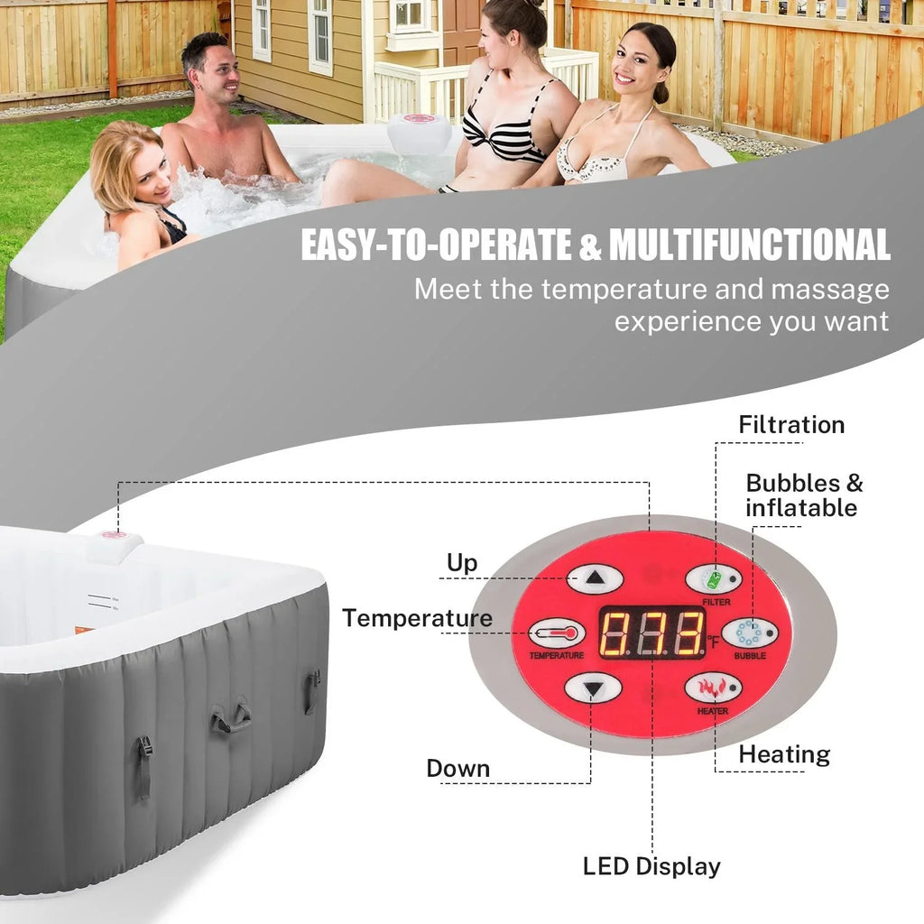 Hot Hidden Hot Bag, 910L Machine, Storage 104℉, Tub, Mat, 73''Inflatable exterior Home for Tub Indoor Lockable Capacity Cover, Spa Max 6 Massage Person with Jets, 130