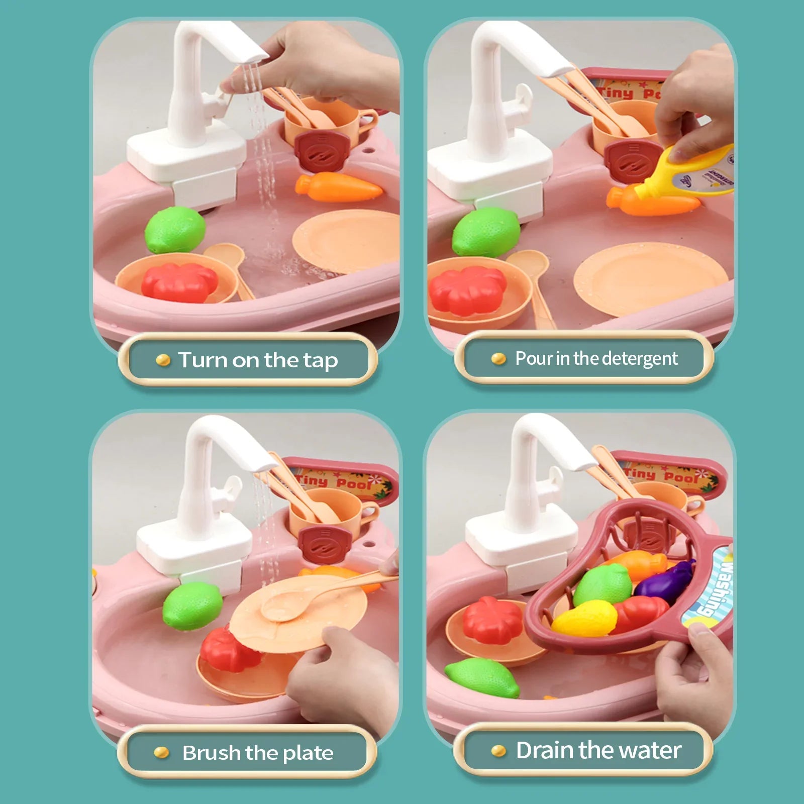 Play Slide Toddler Kitchen 180°Rotatable Pretend A Pretend Pretend Sink Dishwasher Arealer Role Kitchen 22pcs Kitchen Nebublu Role Sink articles,Play 2-in-1 Slide 2-in-1 Play Kitchen 22pcs Furnishing