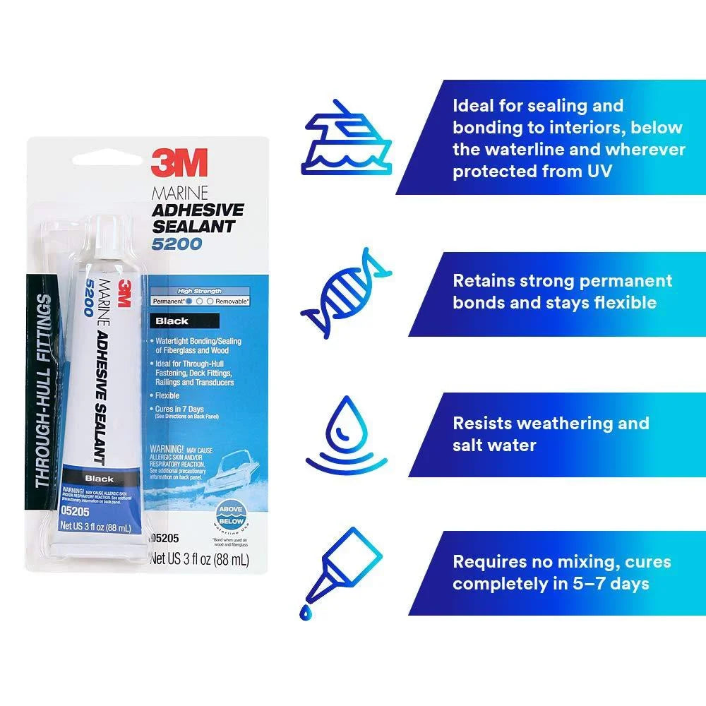 adhesive oz 5200 3 3m black, marine sealant,