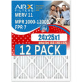 Pack Comparable AIR. - Furnace CLEAN AIRX 11 FILTERS Air Filters WICKED USA of 12 1000, 7 in MPR by 24x25x1 Filter & Made 1200 to Rating, MPR MERV FPR