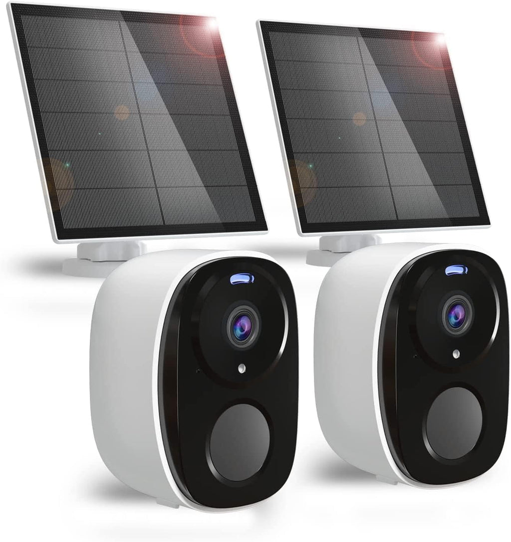Security, Storage Night Security Cameras Vision, Home 2Pack Waterproof, for Cameras Two-Way SD Detection, Color with 2K Panel with IP65 AI Motion Card/Cloud Camera exterior Solar Audio, Home Wireless