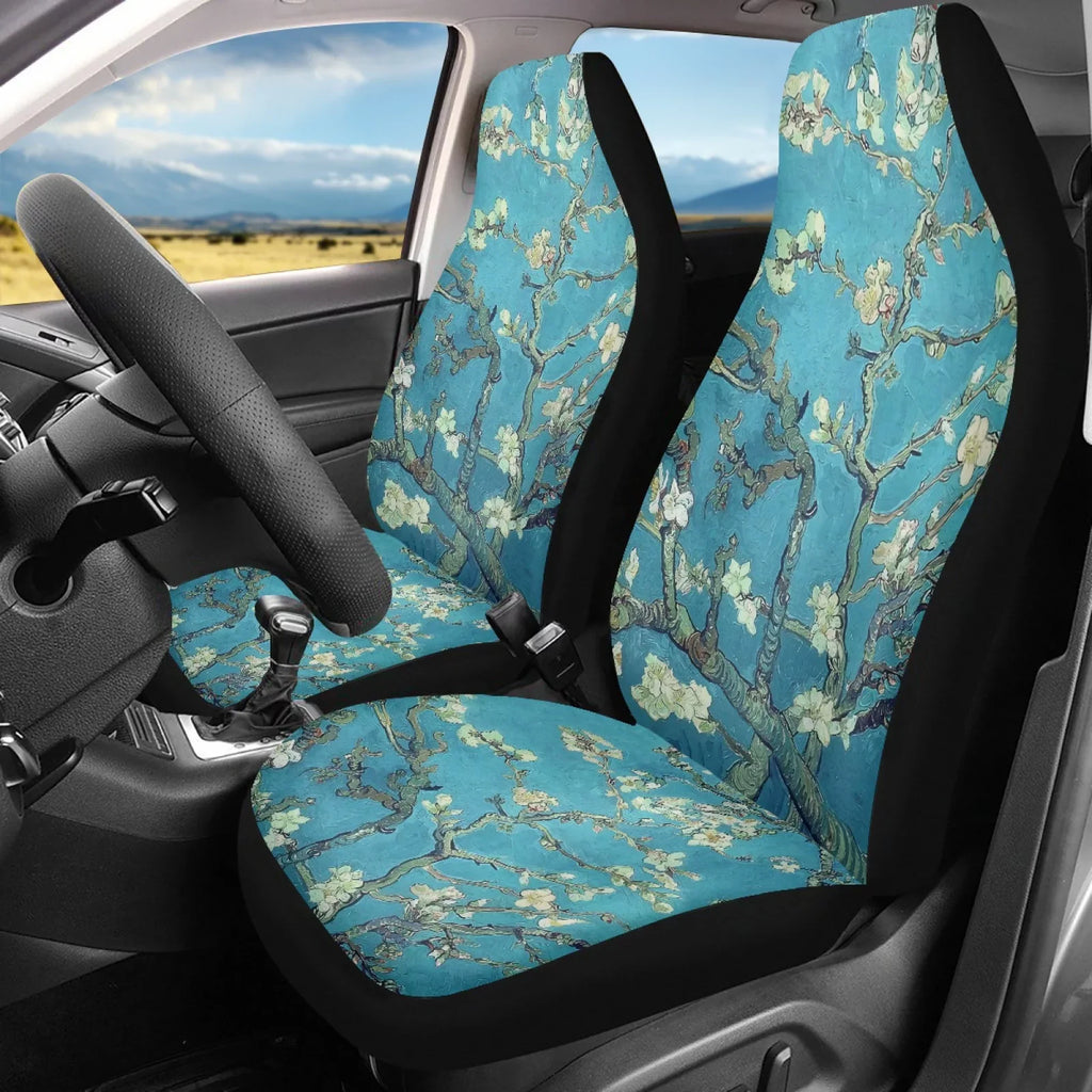 for Sedan Covers 2 Most Seat Blossoms Xoenoiee Car to Polyester Bucket Truck, Seat Front Cars Set Seat Install Print Pickup Plum Vehicle Cover Pack Cover SUV Easy