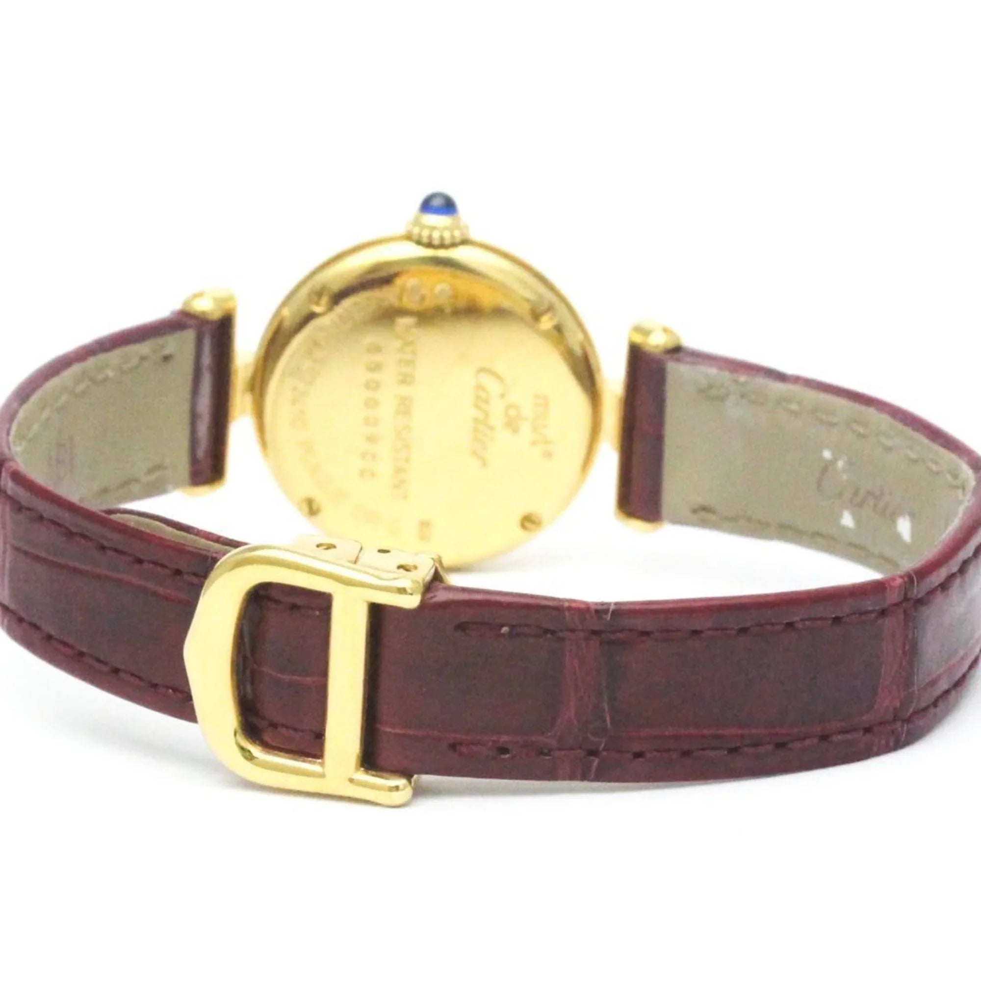 (Good) BF568960 Colisee Must Plated Pre-Owned Watch CARTIER Ladies Leather Quartz Gold
