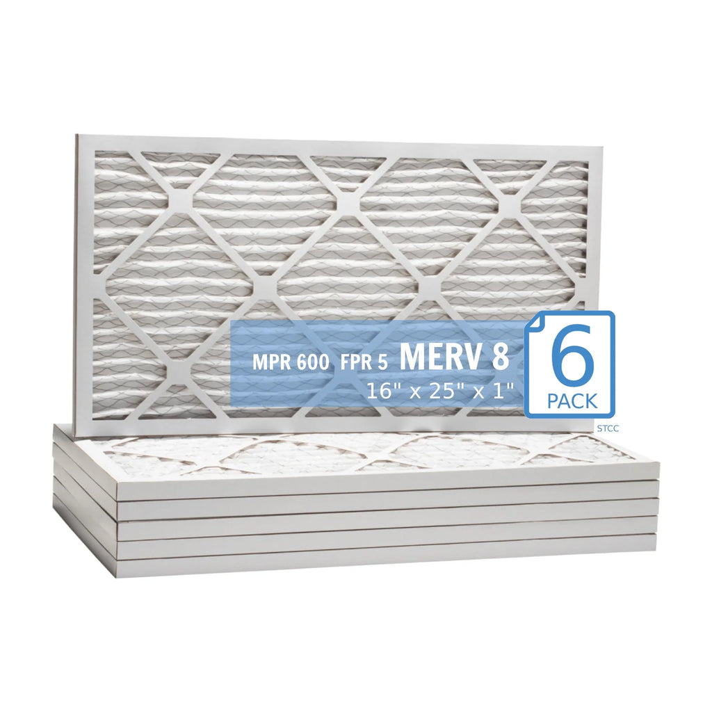 Hi-E Surface Pleated Purolator Air Filter, 8, / Extended , (6-pack) Air Guard MERV 40 16x25x1,