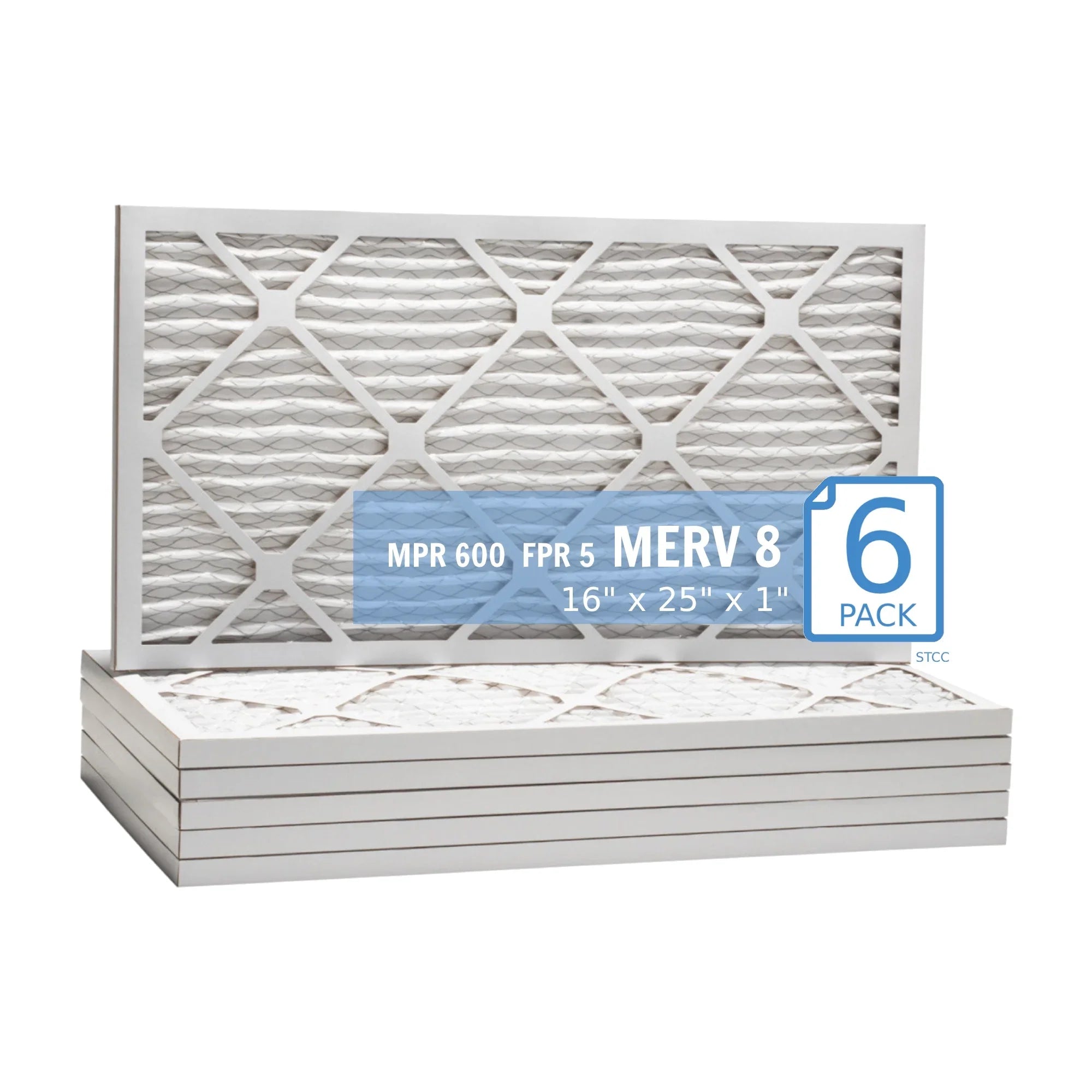 Hi-E Surface Pleated Purolator Air Filter, 8, / Extended , (6-pack) Air Guard MERV 40 16x25x1,