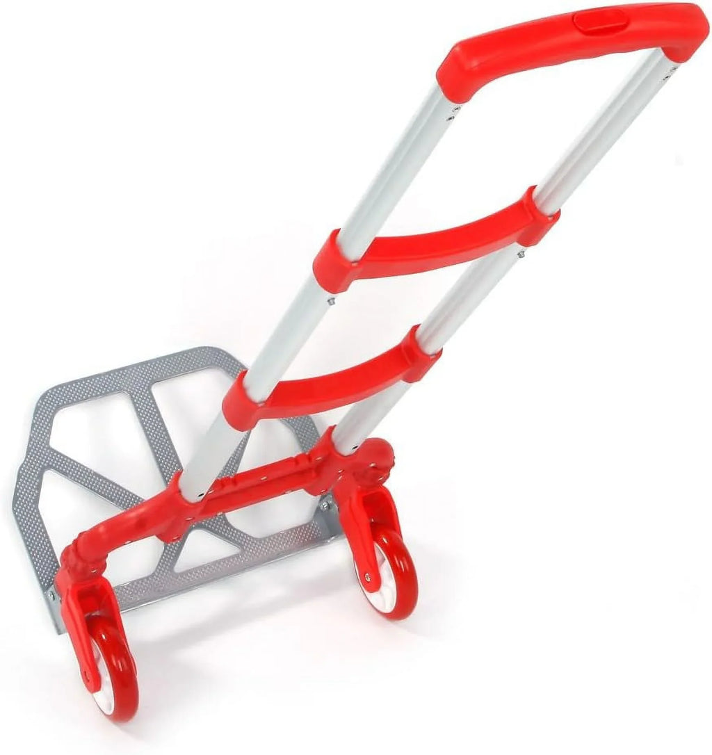 Luggage Hand Aluminium Collapsible Push Use Portable 165.35 Cart Auto, Dolly Truck,Hand for (Red) (75kg) Office,Travel lbs Home, and Trolley Folding