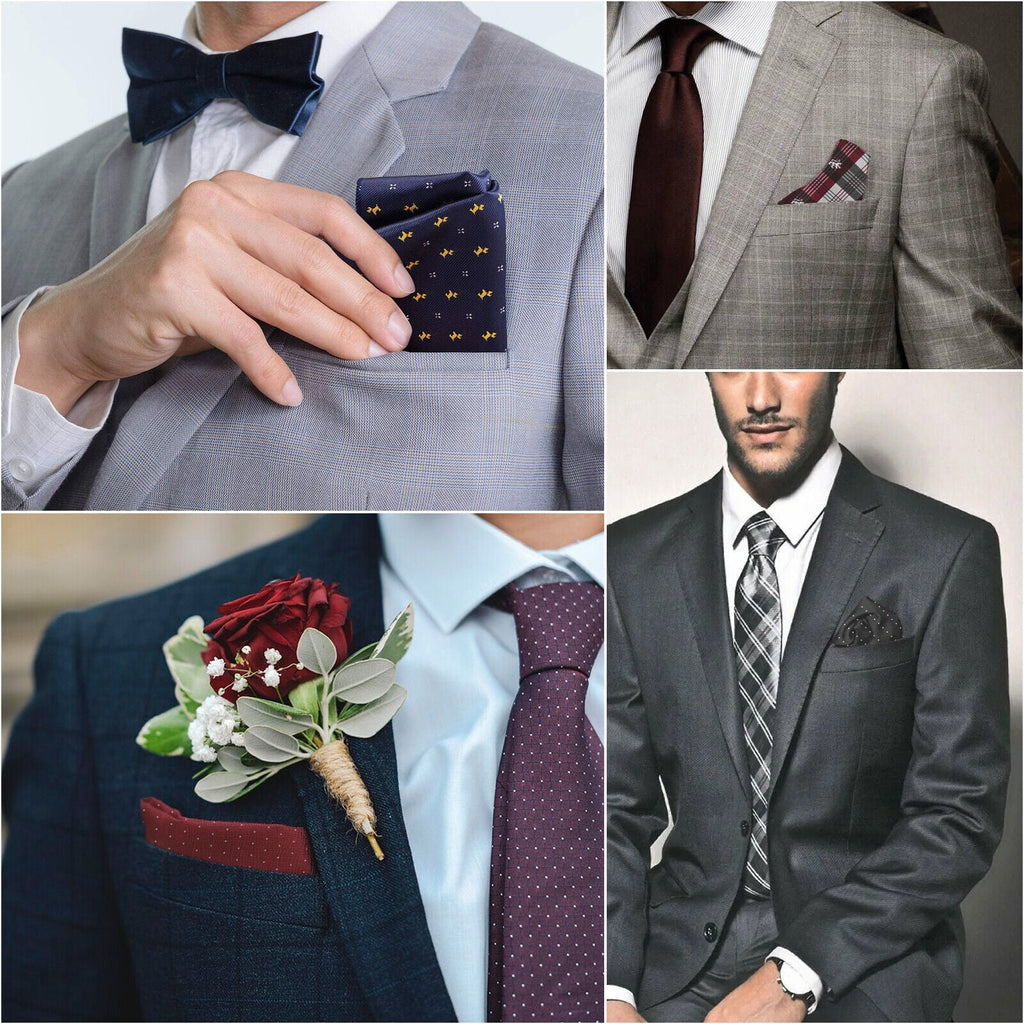 Wedding Dot Hanky Floral Silk Fashion Party Pocket Handkerchief Square Men 8PCS