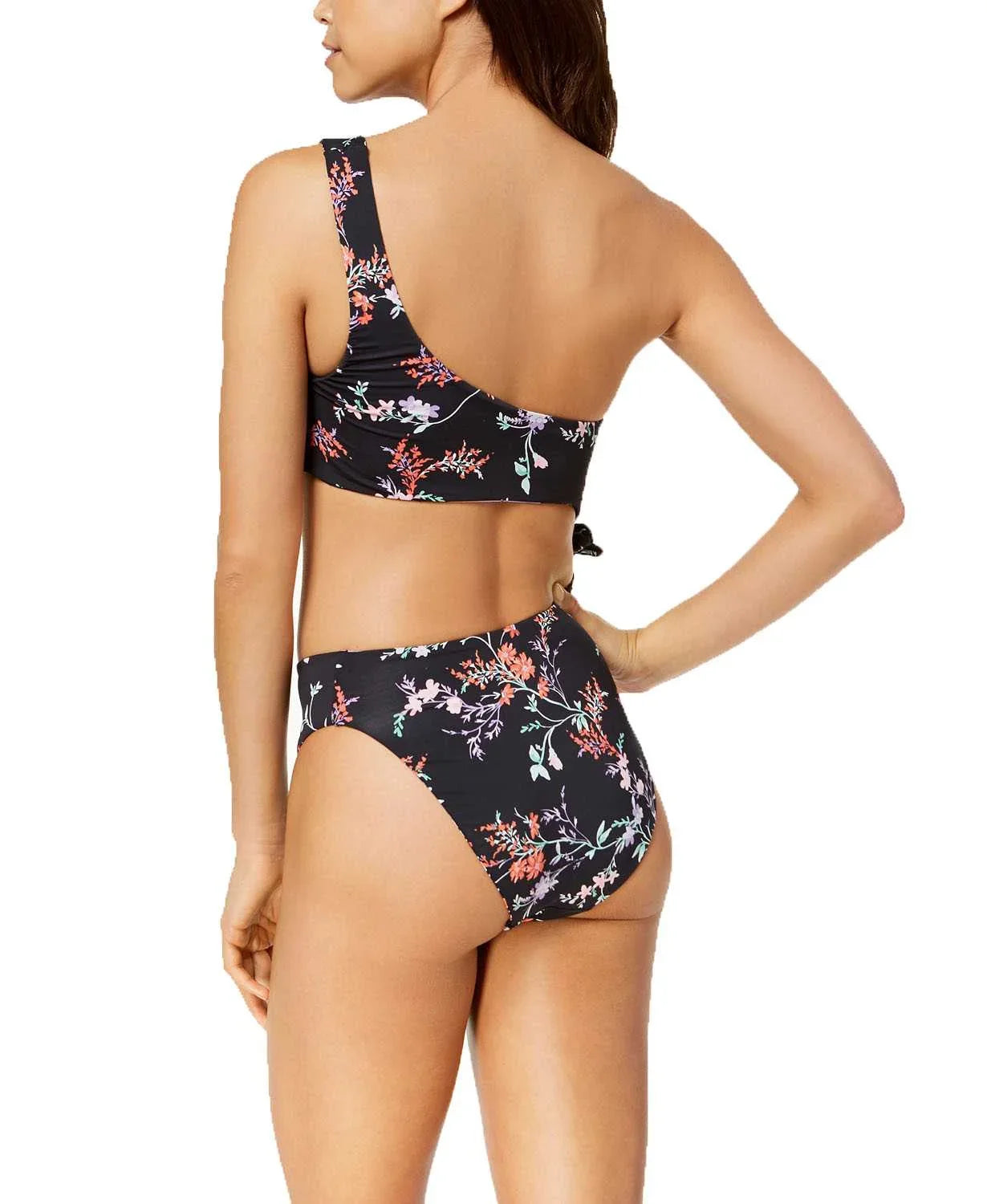 XL Reversible Black Bar Swimsuit One-Shoulder Cutout One-Piece Iii Multi