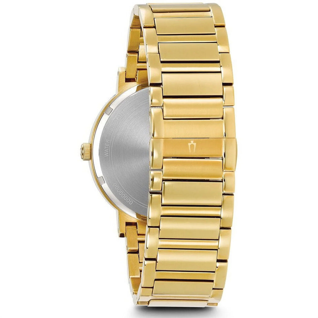 Gold Dial 97D115 Diamond Steel Bulova Bracelet Tone Watch Yellow Gold Modern Men's