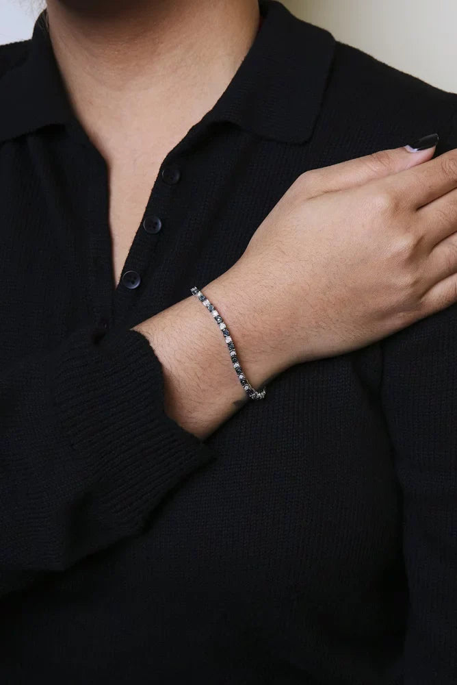 Cttw Round and 1.0 dimension I3 I-J with - of Blue Treated Inches Womens Silver Sterling Brilliance Bracelet Box Color, cut Clasp and Alternating Clarity) Diamond 7" Tennis (Blue Haus White .925 Diamond